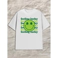 thumbnail image 1 of Feeling Lucky men white Comfortable loose and fashionable T-shirt Funny Unisex Shirt Printed tshirts Casual Unisex Shirt Crewneck tshirts, 1 of 7