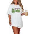 thumbnail image 1 of Feeling Lucky with Irish Cap, St. Patrick's Day Favor or, White Comfort Colors T-Shirt, Small, 1 of 1