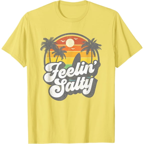 Feeling Salty Island Vacation Surfing Palm Retro Beach Gift Unisex T-Shirt for Men Women Kids Toddler,Cornsilk Color,Size YM