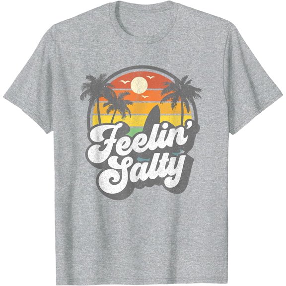Feeling Salty Island Vacation Surfing Palm Retro Beach Gift Unisex T-Shirt for Men Women Kids Toddler