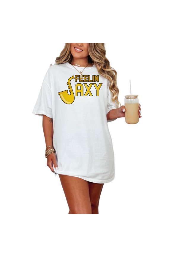 Feeling Saxy Music Lover Saxophone Player Pun, White Comfort Colors T-Shirt, 3XL