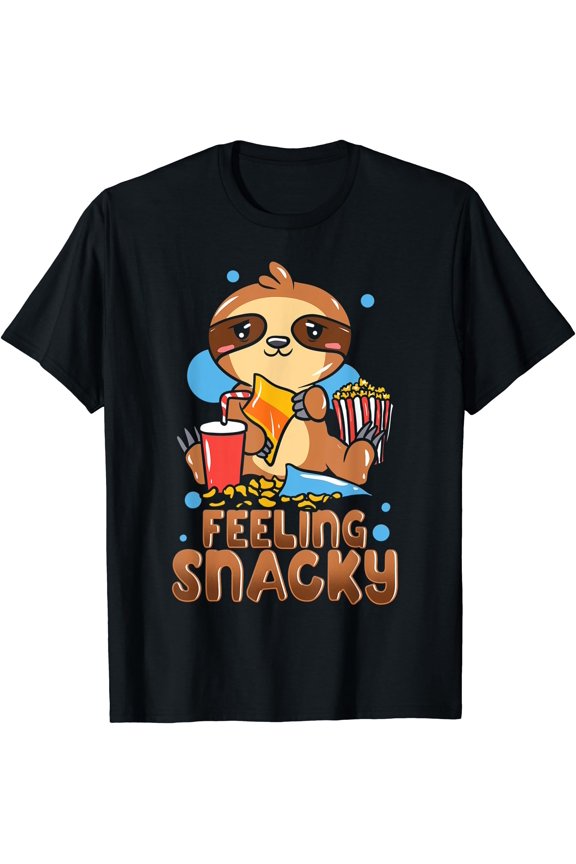 Feeling Snacky Funny Sloth Snack Lover Gift T-Shirt