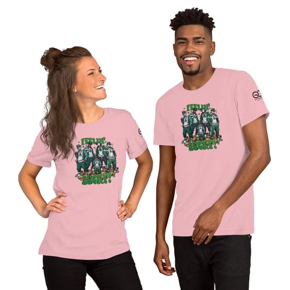 Feeling lucky St Patrick's Day horror movie character Unisex t-shirt (Pink, S)