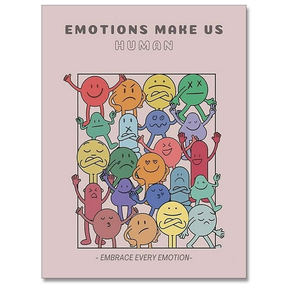 Feelings Chart Emotions Poster Mental Health Posters Awareness Canvas Wall Art Preschool Emotions Faces Calm Prints Calm Down Corner Home Decor for Kids Room Classroom