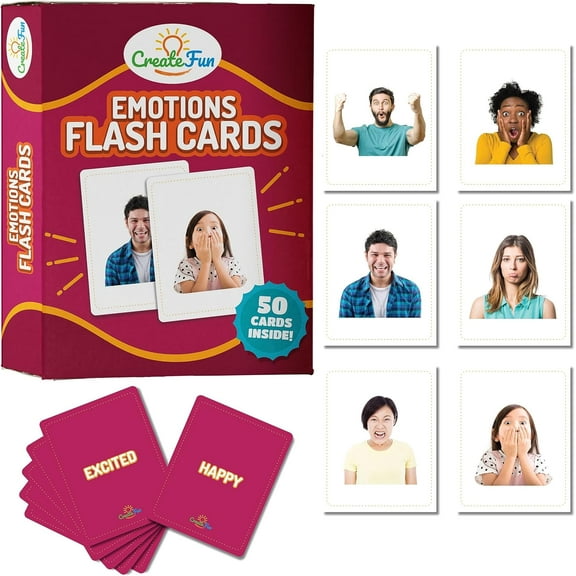 Feelings and Emotions Flash Cards | 50 Emotion Development Educational Photo Cards | 7 Starter Learning Games for Your Classroom, Speech Therapy Materials and ESL Teaching Materials