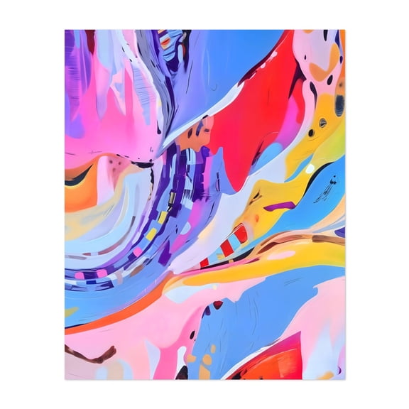 Feelings Gone Wild - India Painting Abstract Modern Art Psychedelic Surrealism Geometric Pop Art Unframed Wall Art Print 16 x 20 inches