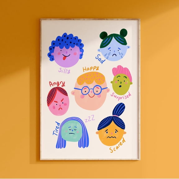Feelings Montessori Emotions Chart Wall Decor, Unframed Paper Poster 8x10in