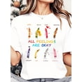 thumbnail image 1 of All Feelings Are Okay Crayon Emotions T‑Shirt, Women Loose Casual Short‑Sleeve Graphic Tee, Mental Health Social Worker School Counselor Teacher Gift Top For Everyday Wear, 1 of 8