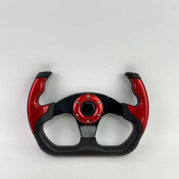 Feeliorx Steering wheels for vehicles,Universal Racing Steering Wheel, 6 Bolt Anti-Slip Leather and Aluminum Gaming Steering Wheel with Horn Button (Red)