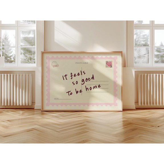Feels Good Be Home Postcard Retro Positive Wall Art Affirmation Decor Modern Unframed Paper Print