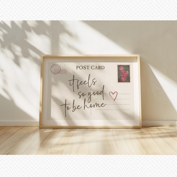 It Feels So Good To Be Home Vintage Post Card Poster , Neutral Wall Art , Trendy Apartment Aesthetic Room Decor, Poster Only, Poster Home Decor, Poster Only