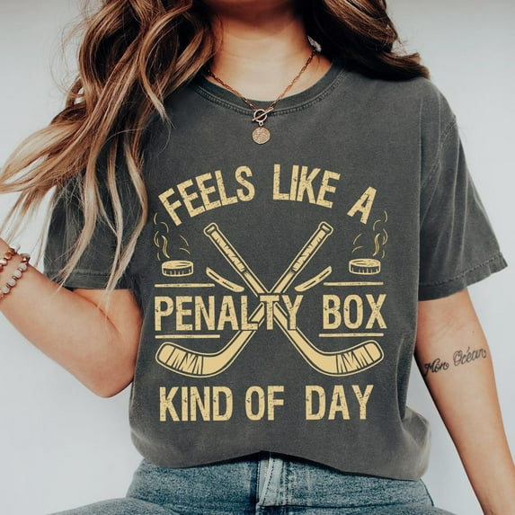 Feels Like A Penalty Box Kind Of Day Shirt, Funny Hockey Shirt, Ice Hockey Player Gift, Game Day Shirts, Hockey Fan Apparel,Charcoal Color,Size M