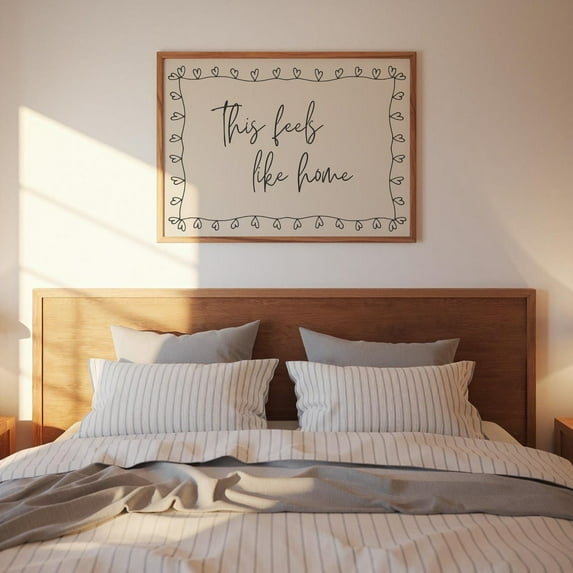 This Feels Like Home Print: Black Hand Drawn Typography Art Printable Neutral Decor, Cute Above Bed Wall Art, Girly Dorm Decor #104, Unframed Canvas Size 16x24