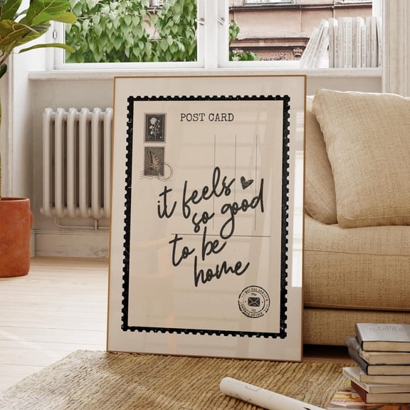 Feels So Good To Be Home Gray Postcard Decor Wall Art