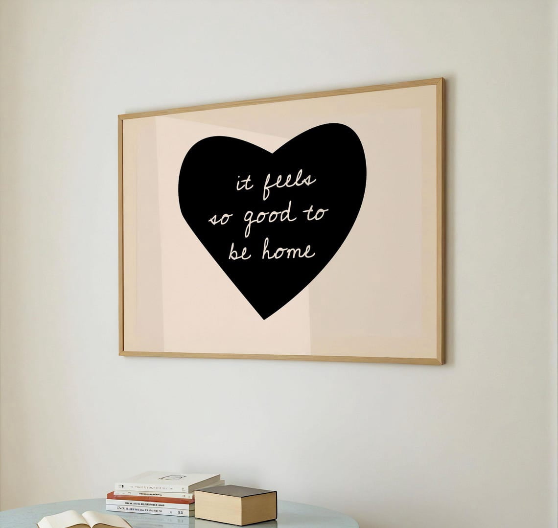 Feels So Good To Be Home Neutral Minimalist Hand Drawn Wall Art, Modern ...