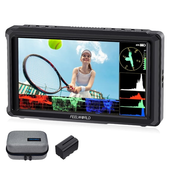 Feelworld FW568 PRO 6" Video Monitor Kit w/ NP-750 Battery & Case, 1200nit 4K HDMI 60Hz
