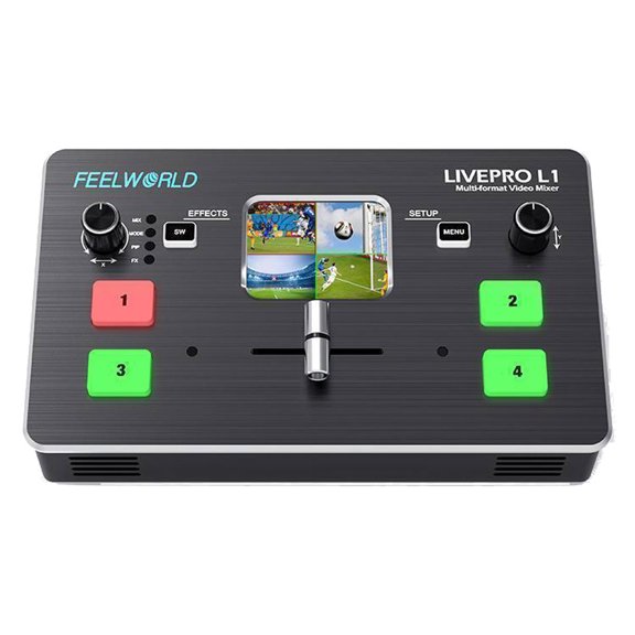 Feelworld LIVEPRO L1 Multi-Format Video Mixer Switcher with 4x HDMI Inputs & USB Streaming