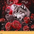 thumbnail image 1 of Feelyou 3D Animal Wolf Fabric by the Yard 5 Yards, Rose Flower Floral Home Decor Fabric by the Yard, Couple Anniversary Sewing Fabric, Super Cozy Room Decor, 1 of 6