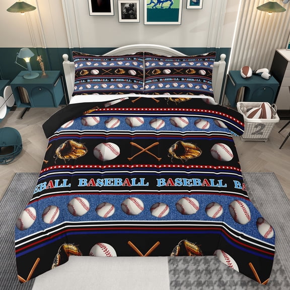 Feelyou 3D Baseball Printed Bedding Comforter Set for Kids, Video Ball Game Twin Comforter Sets, Modern Sport Theme Reversible Bedding Set, Lightweight Room Decor, 2 Pieces