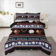 thumbnail image 1 of Feelyou 3D Baseball Sports Full Size Comforter Sets for Teen, Cartoon Stars Print Bedding Comforter Set, Vintage Striped Geometric Reversible Bedding Sets, Breathable Home Decor, 3pcs, 1 of 8