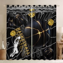 Feelyou 3D Basketball Print Black Out Curtains, Modern Sport Athlete Curtains Pack of 2 (42x63 Each), Ball Game Lover Bedroom Curtains, Black Out Curtains Decor