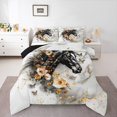 thumbnail image 1 of Feelyou 3D Black Horse Bedding Comforter Set, Marbling Abstract Artwork Twin Comforter Sets, Farmhouse Flower Floral Reversible Bedding Set, Super Cozy Room Decor, 2 Pieces, 1 of 8