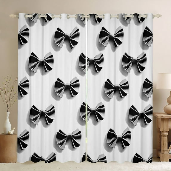 Feelyou 3D Bowknot Kids Curtains Pack of 2 (42x84 Each), Kawaii Cartoon Bow-tie Curtains Blackout, Fairy Tale Princess Style Bedroom Curtains, Blackout Curtains Home Decor