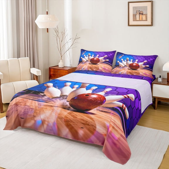 Feelyou 3D Bowling Sport Twin Sheet Sets, Honeycomb Abstract Bedding, 3 Pieces