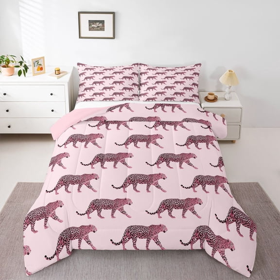 Feelyou 3D Cheetah Leopard Full Size Comforter Sets, Animal Lover Bedding Sets, 3pcs