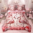 thumbnail image 1 of Feelyou 3D Couple Flamingo Bedding Comforter Set 7pcs, Romantic Love Heart Pink King Bedding Sets, Valentine's Day Rose Reversible Bed Sheets, Super Cozy Room Decor, 1 of 7