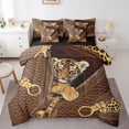 thumbnail image 1 of Feelyou 3D Cute Tiger Bedding Comforter Set 7pcs, Fashion Leopard Print Full Bedding Set, 1 of 8