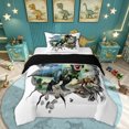 thumbnail image 1 of Feelyou 3D Dinosaur Twin Comforter Sets for Boys Men Kids, Cartoon Wildlife Bedding Set, White Green, Black Reversible, 2 Pieces, 1 of 6
