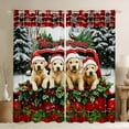 thumbnail image 1 of Feelyou 3D Dog Curtains (2, 42x63), Teens Xmas Poinsettia Red Plaid, 1 of 6