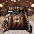 thumbnail image 1 of Feelyou 3D Farmhouse Deer Queen Comforter Set for Men, American Flag Print Bedding Sets, Branches Leaf Botanical Reversible Bedding Comforter Set, Ultra Soft Bedroom Decor, 3 Pieces, 1 of 8