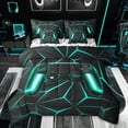 thumbnail image 1 of Feelyou 3D Game Controller Bedding Comforter Set 7pcs, Gamepad Game Console King Bedding Sets, Neon Cyan Honeycomnb Abstract Reversible Bed Sheets, Microfiber Bedroom Decor, 1 of 9