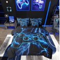 thumbnail image 1 of Feelyou 3D Gamepad Bedding Comforter Set 7 Pieces for Teens, Blue Lightning Full Bedding Set, Modern Video Game Reversible Fitted Sheet Flat Sheet, Ultra Soft Home Decor, 1 of 7