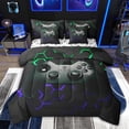 thumbnail image 1 of Feelyou 3D Gamepad Player Bedding Comforter Set 7pcs, Blue Green Honeycomnb Queen Bedding Sets, Modern Video Games Lover Reversible Queen Sheet Sets, Super Cozy Room Decor, 1 of 9
