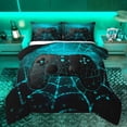 thumbnail image 1 of Feelyou 3D Gamepad Player Bedding Comforter Set for Boys, Glitter Blue Spider Web Twin Comforter Sets, Modern Gaming Reversible Bedding Set, Ultra Soft Bedroom Decor, 2pcs, 1 of 9