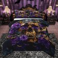 thumbnail image 1 of Feelyou 3D Gold Skeleton Queen Comforter Set for Teens, Romantic Purple Rose Bedding Sets, Gothic Valentines Day Reversible Bedding Comforter Set, Microfiber Bedroom Decor, 3-Piece, 1 of 8