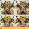 thumbnail image 1 of Feelyou 3D Highland Bull Kid Fabric by the Yard 2 Yards, Vibrant Sunflower Room Decor Fabric by the Yard, Rustic Animal Fabric for Sewing, Ultra Soft Home Decor, 1 of 6