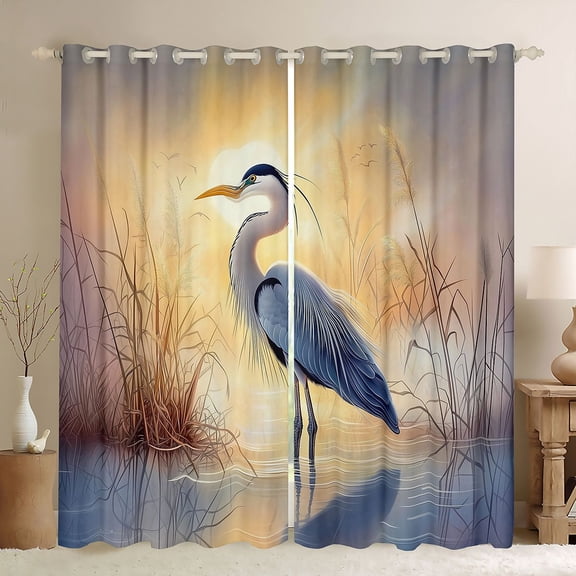 Feelyou 3D Jungle Crane Curtains Pack of 2 (42x84 Each), Animal Wildlife Curtains Blackout, Rustic Farmhouse Bedroom Curtains, Window Curtains Bedroom Decor