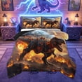 thumbnail image 1 of Feelyou 3D Jungle Dinosaur Full Size Comforter Sets for Male Boys, Galaxy Space Planet Bedding Sets, Orange Grey, Black Reversible, 3 Pieces, 1 of 6