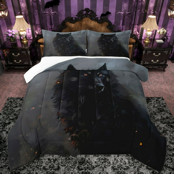 Feelyou 3D Jungle Wolf Bedding Comforter Set for Teens, Woodland Wildlife Lover Twin Comforter Sets, Rustic Animal Theme Bedding Set, Luxury Bedroom Decor, 2-Piece