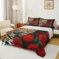 thumbnail image 1 of Feelyou 3D Leopard Animal Full Size Sheets, Romantic Red Rose Bed Sheets, Wildlife Cheetah Animal Sheet Sets, Breathable Home Decor, 4pcs, 1 of 7