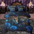 thumbnail image 1 of Feelyou 3D Leopard Cheetah Bedding Comforter Set 7pcs for Couple, Mystic Blue Rose King Bedding Sets, Romantic Couple Animal Reversible Bed Sheets, Ultra Soft Bedroom Decor, 1 of 7