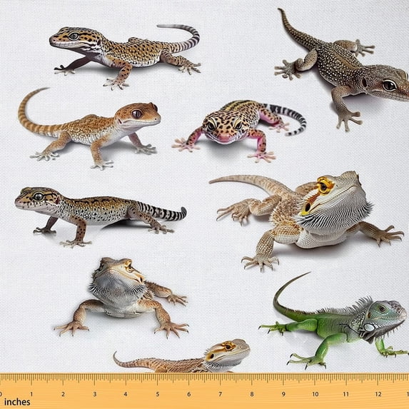 Feelyou 3D Lizard Fabric by the Yard 1 Yard, Jungle Wildlife Animal Home Decor Fabric by the Yard, Teens Boys Girls Kids Sewing Fabric, Lightweight Room Decor