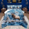 thumbnail image 1 of Feelyou 3D Magic Moose Full Size Comforter Sets for Teen, Rustic Animal Wildlife Bedding Comforter Set, Blue Winter Snow Mountain Reversible Bedding Sets, Ultra Soft Bedroom Decor, 3 Pieces, 1 of 8