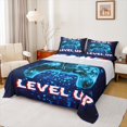 thumbnail image 1 of Feelyou 3D Neon Gamepad Full Size Sheets for Boy, Dreamy Blue Square Abstract Bed Sheets, Game Level Up Sheet Sets, Breathable Home Decor, 4pcs, 1 of 7