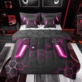 thumbnail image 1 of Feelyou 3D Pink Gamepad Bedding Comforter Set 7pcs for Boy, Video Games Controller Queen Bedding Sets, Neon Gradient Honeycomb Reversible Queen Sheet Sets, Super Cozy Room Decor, 1 of 9