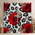 thumbnail image 1 of Feelyou 3D Red Rose Black Out Curtains for Women, Romantic Butterfly Animal Curtains Pack of 2 (42x63 Each), Fashion Rustic Cow Print Bedroom Curtains, Black Out Curtains Decor, 1 of 6